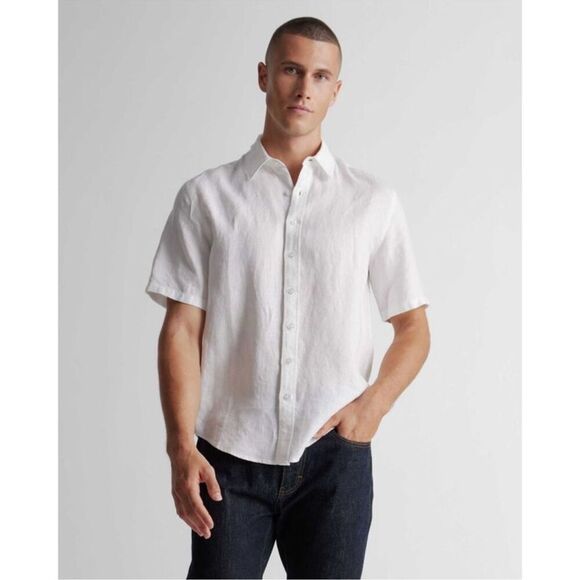 Quince Other - Quince Men's 100% European Linen Relaxed Short Sleeve Shirt White XL